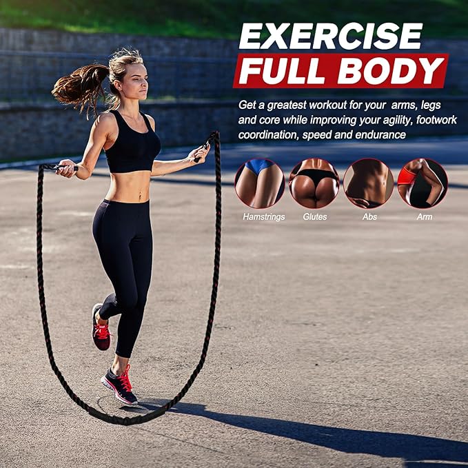 Jump Rope, Weighted Jump Ropes for Men women, 2.8lb 3lb 3lb 5lb 5lb Heavy
