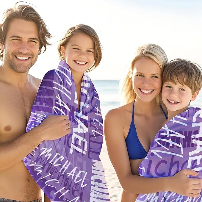 JML Personalized Beach Towel with Name, Custom Beach Towel with Name, Customized Microfiber Pool Towel, Quick Dry & Absorbent Swim Towel for Adult,Anniversary, Birthday, Summer Holiday,Vacation
