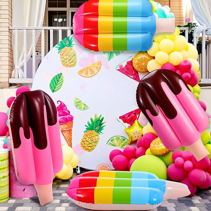 4 Pcs 36 Inch Inflatable Ice Cream Blow up Rainbow Ice Cream Inflatable Summer Decorations for Summer Pool Beach Birthday Party Decor
