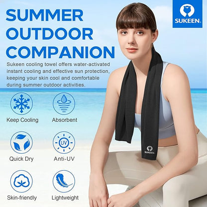 Sukeen Cooling Towel,Instant Evaporative Cooling for Sports,Yoga,Golf,Gym,Neck,Workout and More(40”x 12”)