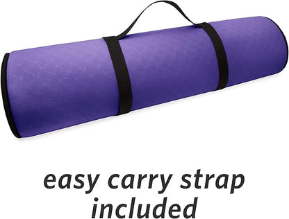 MICRODRY Deluxe Fitness Exercise Yoga Mat for Home & Gym, Extra Thick for High Impact Training, Multi Layered Skid Resistant Surface, Odor Neutralizing with Carrying Strap