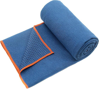 Eunzel 2 Pack Hot Yoga Towel with Grip Dot, Non Slip Yoga Mat Towe Sweat Absorbent Towel for Hot Yoga,Bikram, Pilates and Fitness 72" x 24", Dark Cyan/Steel Blue