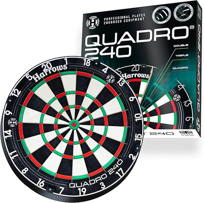 Harrows Dart Board Quadro I Unique and Exclusive 3 Scoring Zones I Ultimate Challenge 240 Maximum Score I Darts Board with Ultra Thin Knife Wire I Compatible with Dart Board Stand, Dart Board Lighting