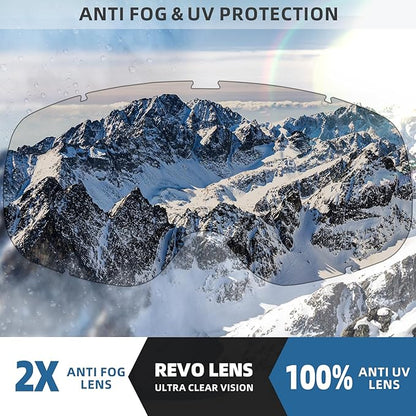 Freela Ski Goggles OTG Men Women, Over Glasses Snow Snowboard Sports Goggles for Adult Youth 100% UV400 Protection Anti Fog