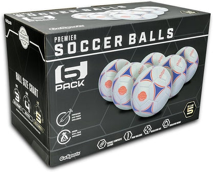 GoSports Premier Soccer Ball with Premium Pump 6 Pack, Size 3