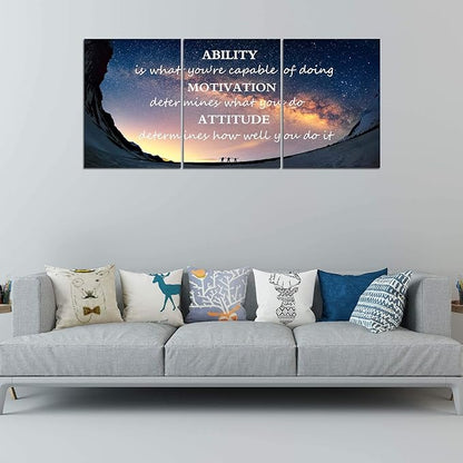 3 Panels Successful Inspirational Posters Quotes Wall Art Ability Modern Motivational Painting Picture Prints on Canvas Artwork Motto for Office Bedroom Decor Living Room Home Decor (60”Wx28”H)