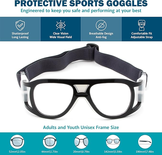 BLUE CUT Safety Outdoor Sports Goggles Unisex Anti Fog Ideal For Basketball Racquetball