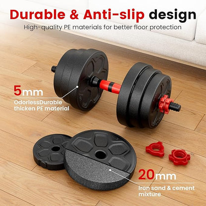 Adjustable Dumbbell Set, 20/33/45/70/90lbs Free Weight Set with Connector, 4 in1 Dumbbells Set Used as Barbell, Kettlebells, Push up Stand, Weight Set for Home Gym Suitable Men/Women
