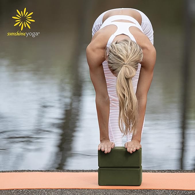 Sunshine Yoga 4" Yoga Block, 10 Pack Bulk EVA Foam Yoga Blocks, Firm and Supportive Yoga Brick, Balance Foam for Stretching, Pilates, and Workout, 4" x 6" x 9"