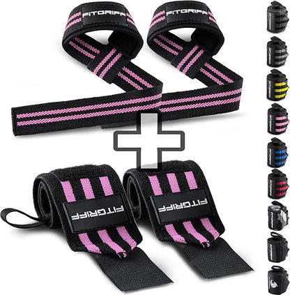 Fitgriff® Lifting Straps & Wrist Wraps (Bundle) Superior Support for Weightlifting & Gym Workouts - for Men and Women