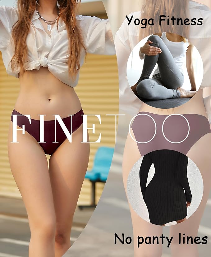 FINETOO 6 Pack Women’s Seamless Hipster Underwear No Show Panties Invisibles Briefs Soft Stretch Bikini Underwears XS-XL
