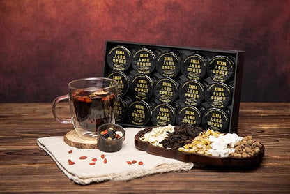 Ginseng Polygonatum Eucommia Male Flower Tea, 16 Ingredients Organic Natural Formula Kidney Tea, 500g/Box Ginseng Six Treasure Aid Root Kidney Men's Herbal Tea (30 cans/1Box)