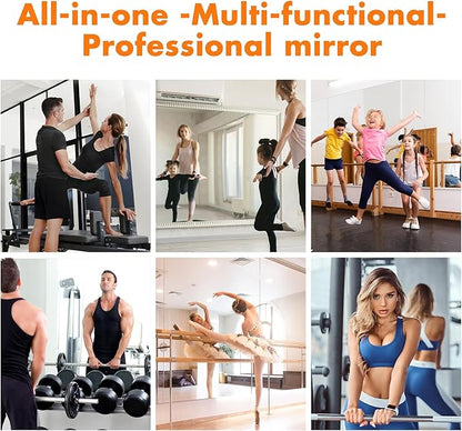 Hasipu Home Gym Mirror 48" L x 30" W - 1PC Large Full Body Mirror for Yoga, Wall-Mounted Mirrors for Fitness, Garage, Dance Studio, 0.16in Tempered Glass Frameless