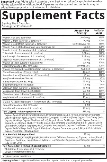 Garden of Life Multivitamin for Women, Vitamin Code Women's Multi - Whole Food Womens Multi Vitamins, Iron, Folate not Folic Acid, Vitamin A and Probiotics for Womens Energy, 240 Vegetarian Capsules