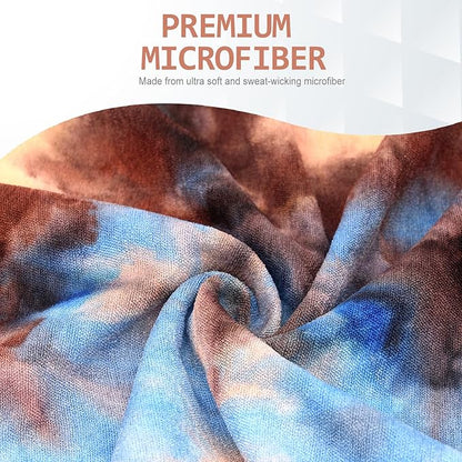 Eunzel Yoga Towel,Hot Yoga Mat Towel with Grip Dots Sweat Absorbent Non-Slip for Hot Yoga, Pilates and Workout 24" x72", Blue & Brown