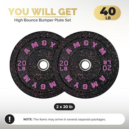 2 Inch Bumper Plates，10-500lbs，Barbell Rubber Olympic Weight Plates Set for Home Gym, Strength Training & Weight Lifting, Multiple Options Colors