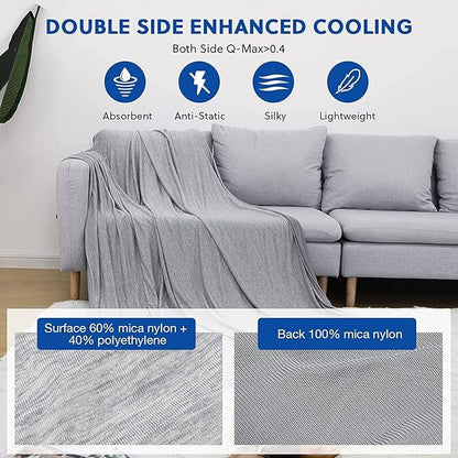 HOMFINE Cooling Blankets for Hot Sleepers - Summer Blanket Thin Lightweight Breathable Soft Double Side Enhanced Cooling for Bed Couch Sofa, Keep Cool for Night Sweats (Grey, 108 x 90 inches)