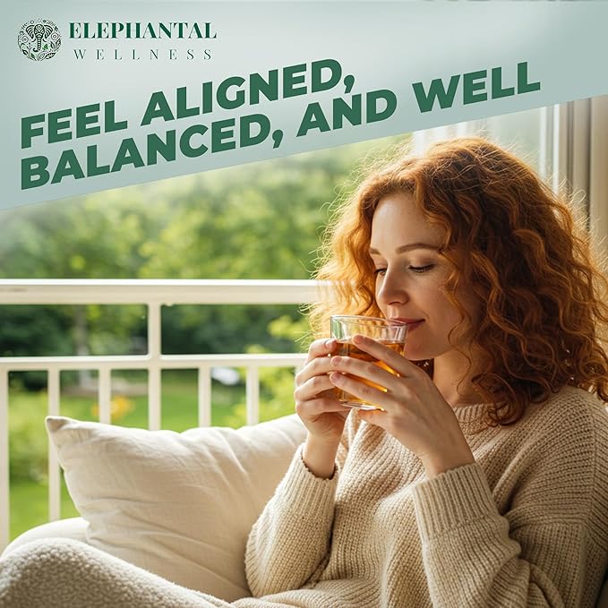 Elephantal Wellness Premium Menopause Herbal Tea | Hormonal Balance & Hot Flash Support with Chaste Berry, Red Clover, Black Cohosh & Valerian | Handmade, Caffeine-Free, Non-GMO Loose Leaf Blend | 2oz, 20 Servings