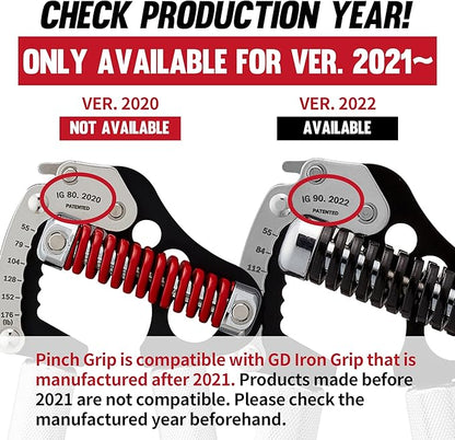 GD Pinch Grip for GD IRON GRIP EXT model, Finger Strengthener Hand Grip Exerciser Strengthener Premium Adjustable Hand Gripper for Climber
