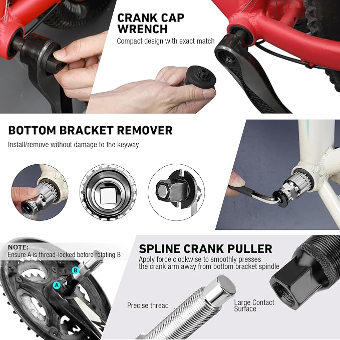 DURATECH 31 Pieces Bicycle Tool Kit, Complete Bike Repair Kit with Storage Box, Mountain Bike Repair Tools, for Mountain, Road, and Park Bicycle with Chain Riveter, Tire Levers, Crank Puller