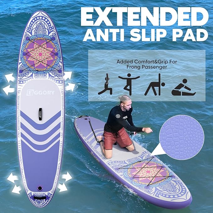 Inflatable Paddle Board,Stand Up Paddle Board Set, Extra Wide SUP Board with Removable Fin, Floating Paddle, Hand Pump, Waterproof Phone Pouch,Traveling Board