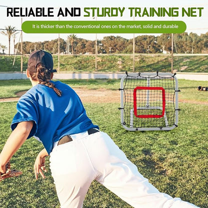 3' x 3'/1.67' x 1.67' Pro Portable Baseball and Softball Rebounder Adjustable Heavy Duty Pitch-Back Net with Bag Strap Fielding Trainer Net 3 Angles Ground Balls Line Drives Pop Flies