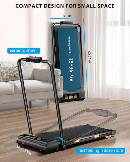 340lb Capacity Walking Pad Treadmill with 12% Incline, Big LED Display Under Desk Treadmill Support Full Manual/3-Preset Countdown/App Mode, Portable Treadmills for Small Spaces