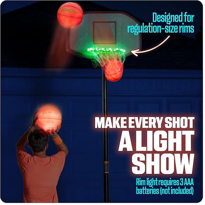 GlowCity Glow in The Dark Basketball for Teen Boy - Glowing Red Basket Ball, Light Up LED Toy for Night Ball Games - Sports Stuff & Gadgets for Kids Age 8 Years Old and Up. Great Gift for Boys & Girls