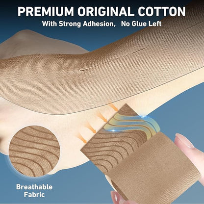 12 Count Kinesiology Tape for Thumb, Pre-Cut Waterproof KTquick Thumb Tape for Thumb Pain Relief Pre Cut, Original Cotton Athletic Tape, Durable Thumb Tape for Sports and Long-Lasting Support (Beige)