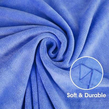 JML Microfiber Bath Towels Set, Large, Absorbent, Soft, Fast Drying, Multipurpose Microfiber Towel for Adult, Beach, Pool, Sport, Yoga, 6 Pack, 27" x 55" - Blue