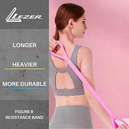 LEZER Figure 8 Resistance Band, Fitness Elastic Rope, Execrise Workout for Arm, Back, Chest and Shoulder, Yoga, Pilates, Stretching, Physical Therapy Equipment