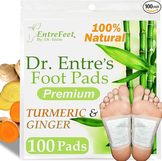 100 Turmeric & Ginger Foot Pads | Premium Pads to Feel Better, Sleep Better & Relieve Stress | Organic Foot Patches