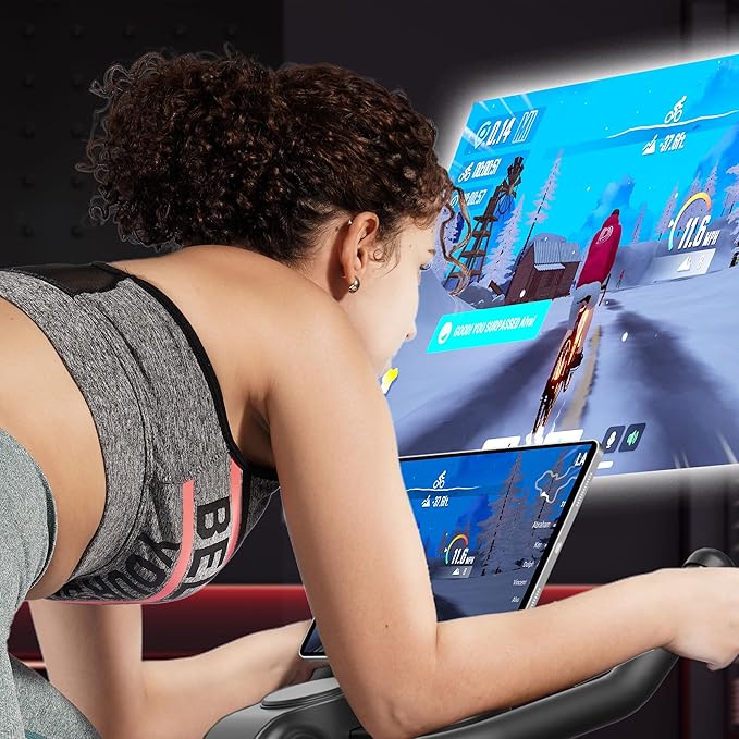 DeerRun Exercise Bike, Indoor Cycling Bike Brake Pad/Adjustable Magnetic Stationary Bike with App, Low Noise Workout Bike for Home Cardio 300lbs Weight Capacity with Pad Mount & LCD Monitor