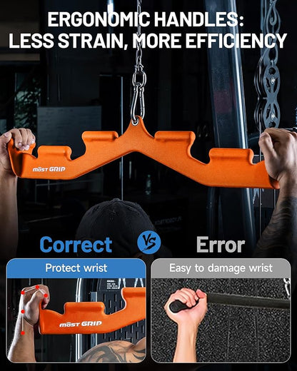 LAT Pull Down Bar with 6 Ergonomic Handles, Neutral Grip LAT Pulldown Attachments for Whole Back Training, Wide Grip LAT Pulldown Bars for Home Gym Cable