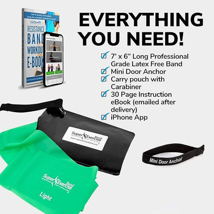 7Ft Long Resistance Bands for Stretching - Resistance Bands Set with Door Anchor - Exercise Bands Including Carry Pouch, E-Book & App - Latex-Free Workout Bands