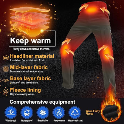 Toomett Men's hiking Snow Pants Skiing Winter Insulated Fleece lined Outdoor Water Repellent camping,walking,fishing