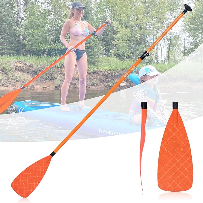 Freein 3-Piece Adjustable & Floating SUP Paddle - Fiberglass Shaft, Nylon Blade (71-83")