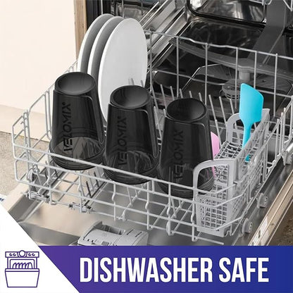 '-6 PACK- Shaker Cups for Protein Shakes 20 oz - 6x Wire Whisk | Leak Proof Protein Shaker Bottle for Protein Shakes, Shaker Bottle Pack for Pre & Post Workout, Shaker Cup (ALL IN BLACK)