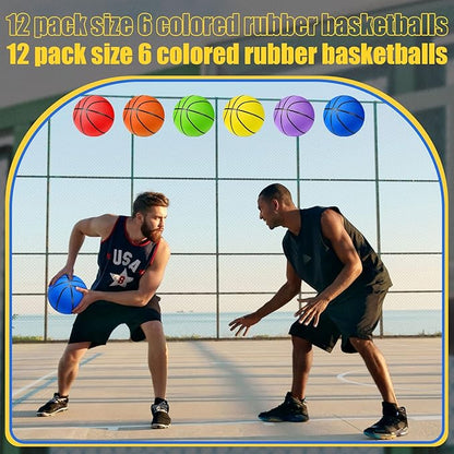 Jerify 12 Pack Official Size Rubber Basketballs for Kids Child Junior Youth Indoor Outdoor Sports Basket Balls with Pump Back to School Student Gifts Operation Christmas Bulk Items