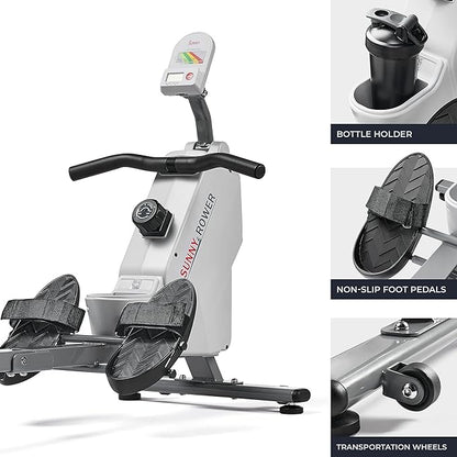 Sunny Health & Fitness Magnetic Rowing Machine for Home Exercise, Quiet & Smooth Rower with Compact Storage and Optional Free SunnyFit App Connectivity