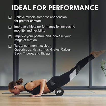 Invincible Fitness EPP Foam Roller for Deep Tissue Massage – Enhance Recovery, Relieve Pain, and Boost Mobility for a Stronger, Healthier You (Black)