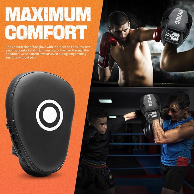Boxing Pads for Men, Women, & Kids, Leather Focus Mitts for Martial Arts, Boxing Training, Curved Punch Mitts for Karate, Kickboxing,Muay Thai, Taekwondo
