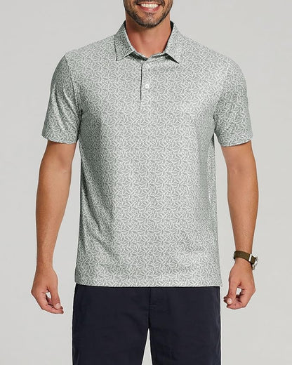 Golf Shirts for Men - Moisture Wicking Short Sleeve Performance Sport Casual Striped Collared Mens Polo Shirt