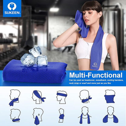 Sukeen Cooling Towel,Instant Evaporative Cooling for Sports,Yoga,Golf,Gym,Neck,Workout and More(40”x 12”)