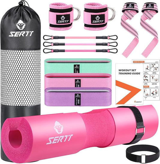 12Pcs Foam Barbell Pad Set for Squats 1 Gym 1 Carry 2 Lifting 2 Ankle 3 Ankle 3 Hip