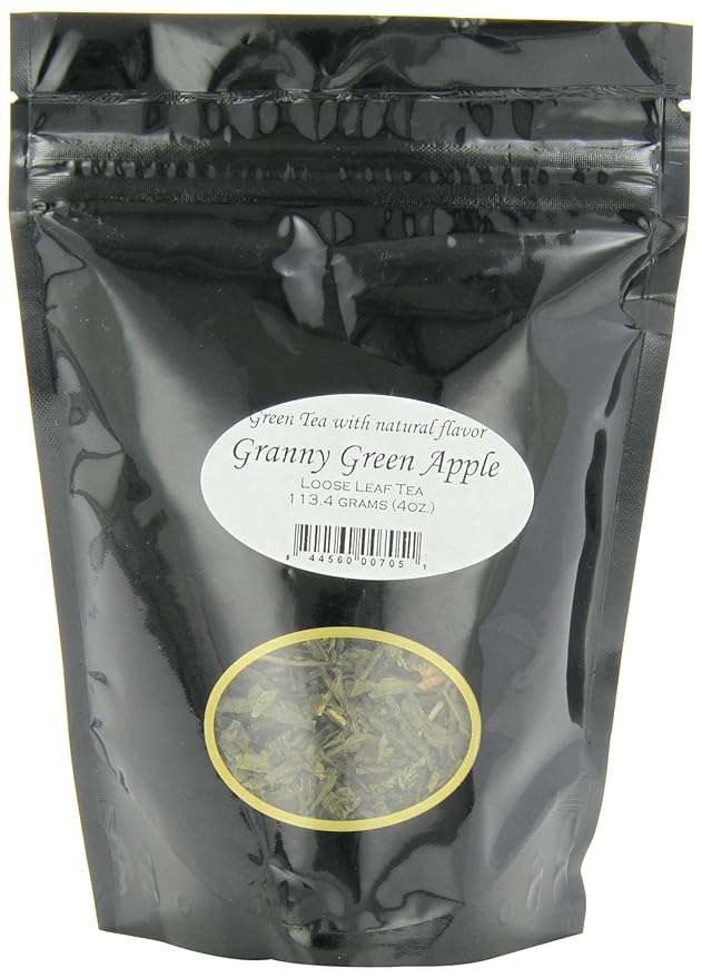 English Tea Store Granny Green Apple Tea Pouches - 4oz | Loose Leaf Green Tea | Refreshing Apple Flavor || Fruity Aromatic Blend | Great Hot or Iced