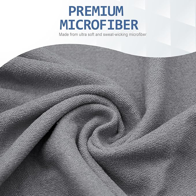 Eunzel 2 Pack Yoga Towel,Hot Yoga Mat Towel with Grip Dots Sweat Absorbent Non-Slip for Hot Yoga, Pilates and Workout 24" x72，Dark Grey (2 Pack)