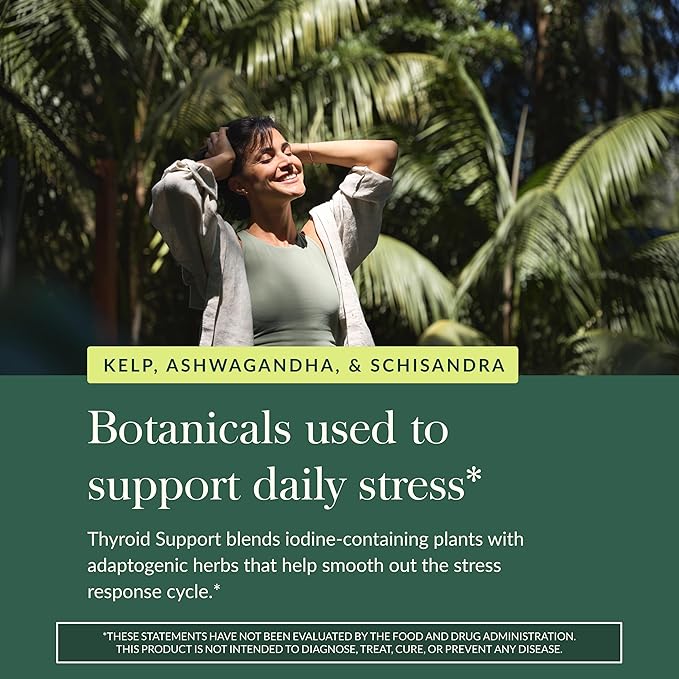 Gaia Herbs Thyroid Support - Made with Ashwagandha, Kelp, Brown Seaweed, and Schisandra to Support Healthy Metabolic Balance and Overall Well-Being - 60 Vegan Liquid Phyto-Capsules (20-Day Supply)