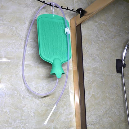 Enema Bag Kit with 5ft Hose Coffee Enemas at Home Water Shower Douche Colon Detox Cleanse Kit with Enema Tubing, Enema Tips, Clamp and Hook (Green, 2 L)