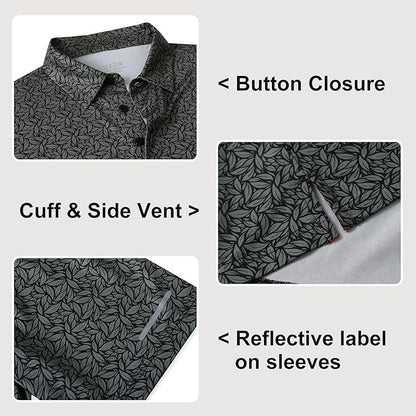 Golf Shirts for Men - Moisture Wicking Short Sleeve Performance Sport Casual Striped Collared Mens Polo Shirt